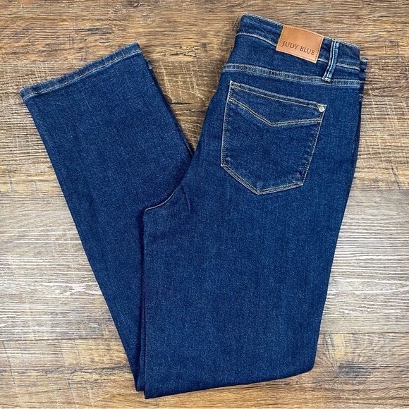 Judy Blue Denim - Judy Blue Blue Jeans Size 15/32 Straight Fit Dark Wash High Rise Stretch Denim